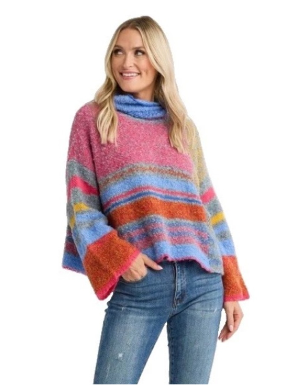 Fate Knit Cozy Turtleneck Sweater Women's Soft Oversized Cropped Chunky Knit Lge